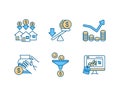 Business investment RGB color icons set Royalty Free Stock Photo