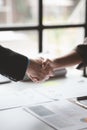 Business investor group handshake, Two businessmen are agreeing on business together and shaking hands after a successful Royalty Free Stock Photo