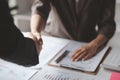 Business investor group handshake, Two businessmen are agreeing on business together and shaking hands after a successful Royalty Free Stock Photo