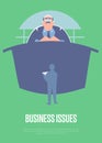 Business issues banner with big boss Royalty Free Stock Photo