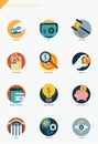 Business item flat design icon set