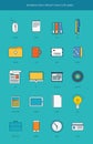 Business item flat line design icon set