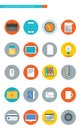 Business item flat line design icon set