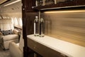 Business jet aircraft cabin interior Royalty Free Stock Photo