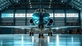 Business jet airplane is in airport hangar Royalty Free Stock Photo