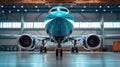 Business jet airplane is in airport hangar Royalty Free Stock Photo