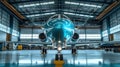 Business jet airplane is in airport hangar Royalty Free Stock Photo
