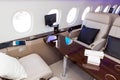 Business jet cabin interior Royalty Free Stock Photo