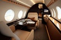 business jet cabin, with sleek furnishings and state-of-the-art technology, for modern and stylish interior Royalty Free Stock Photo