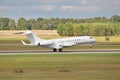 Business jet landing Royalty Free Stock Photo