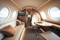 business jet's cabin, with luxury seats and sleek interior design, ready for takeoff Royalty Free Stock Photo