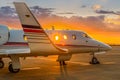 A Business Jet in warm, golden evening light