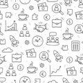 Business job icon doodle seamless pattern background. Business teamwork, office, career concept doodle line sketch style