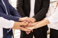 Business join hand success for dealing,Team work to achieve goals,Hand coordination