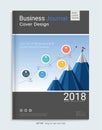 Business journal cover design template with infographics.