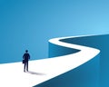 Business journey, businessman walking on long winding path going to success in the future Royalty Free Stock Photo