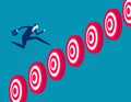 Business jump over target. Business success vector illustratio