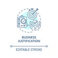 Business justification turquoise concept icon