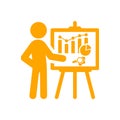 business keywords research analysis orange icon