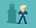Business king. Businessman with shadow as chess king vector design illustration