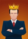 Business king, proud confident businessman wearing crown Royalty Free Stock Photo