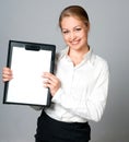 Business lady with blank Royalty Free Stock Photo