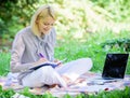 Business lady freelance work outdoors. Become successful freelancer. Freelance career concept. Guide starting freelance