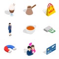 Business lady icons set, isometric style Royalty Free Stock Photo