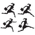 Business lady running set of silhouettes