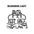 Business Lady Vector Black Illustration
