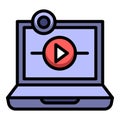 Business laptop webinar icon, outline style