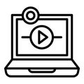 Business laptop webinar icon, outline style