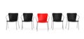 Business large meeting. Boss Chair Between other chairs. 3d rend Royalty Free Stock Photo