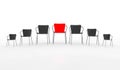 Business Large Meeting. Red Boss Chair Between other Chairs. Rendering