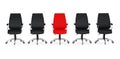 Business Large Meeting. Red Leather Boss Office Chair Between ot