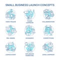 Business launch concept icons set