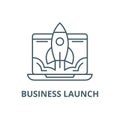 Business launch line icon, vector. Business launch outline sign, concept symbol, flat illustration