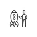 Business launching line icon