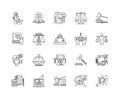 Business law line icons, signs, vector set, outline illustration concept Royalty Free Stock Photo