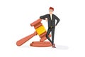 Business lawyer holding wooden judge gavel. Legal verdict, legislation authority vector concept. Legality Illustration Royalty Free Stock Photo