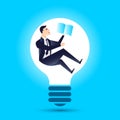 Business leader finance manager with lightbulb idea