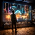 Business leader using big data and holographic technology to gain insights into customer behavior and drive growth