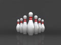 Business leadership concept isolated on dark background, bowling game, 3D rendering, Now hiring, figure stands out from the crowd