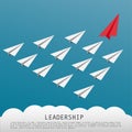 Business Leadership Concept With Red Paper Plane Leading White Airplanes Royalty Free Stock Photo