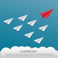 Business Leadership Concept With Red Paper Plane Leading White Airplanes Royalty Free Stock Photo