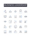 Business leadership line icons collection. Team management, Project coordination, Brand representation, Personnel