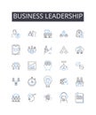 Business leadership line icons collection. Versatility, Resourcefulness, Resilience, Adjustability, Accommodation