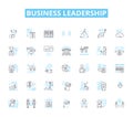 Business Leadership linear icons set. Visionary, Decisive, Innovative, Strategic, Motivating, Inspirational