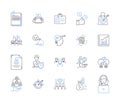 Business leadership outline icons collection. Leadership, Business, Manager, Strategy, Executive, Motivation, Influence