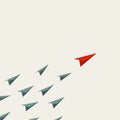 Business leadership vector cocnept with paper planes following leader. Symbol of success, inspiration.